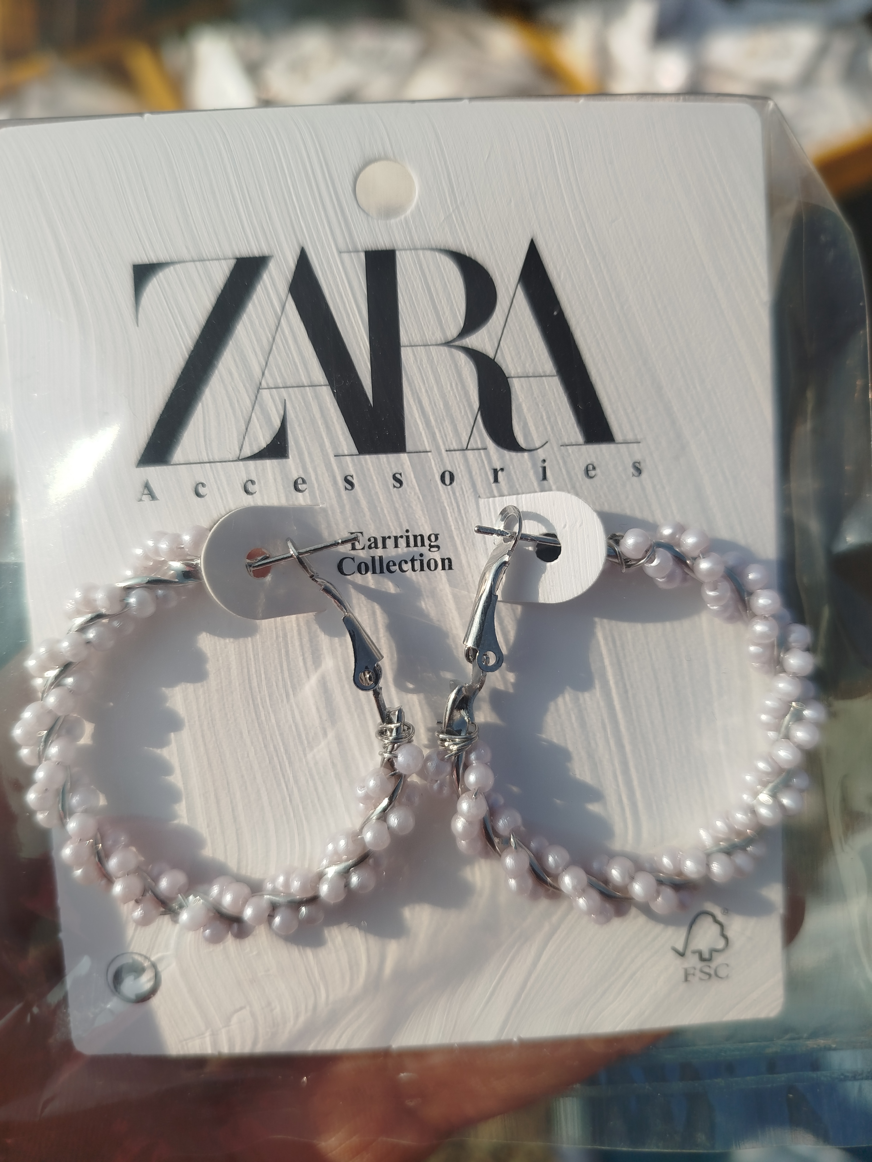 گوشواره حلقه ای مروارید پیچ نقره ای