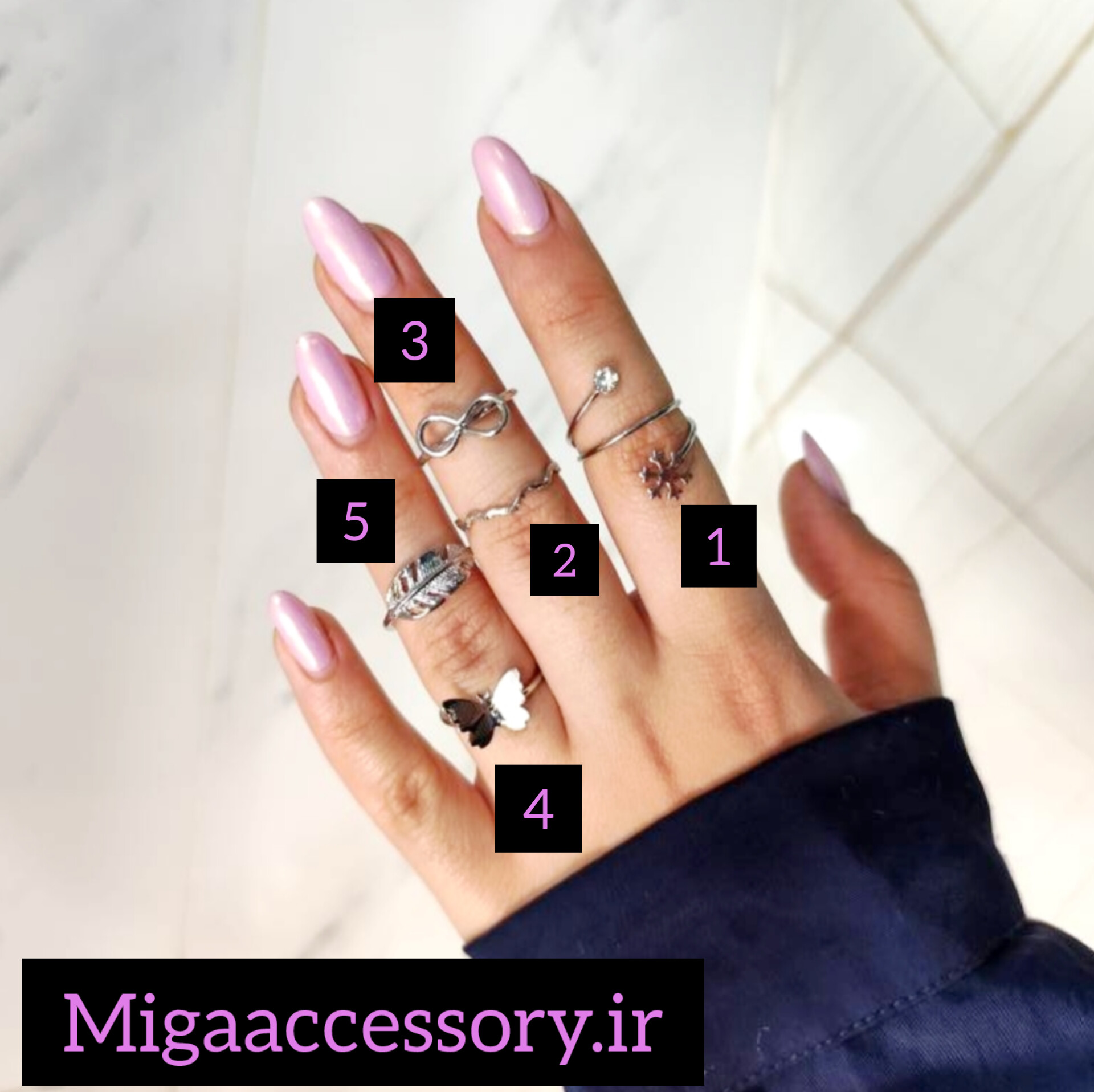 انگشتر نقره‌ای برف و نگین / بی نهایت/ پروانه / تک پر عشق و ضربان استیل ترند مینیمال پینترستی تولید ایتالیا از برند Zara accessories