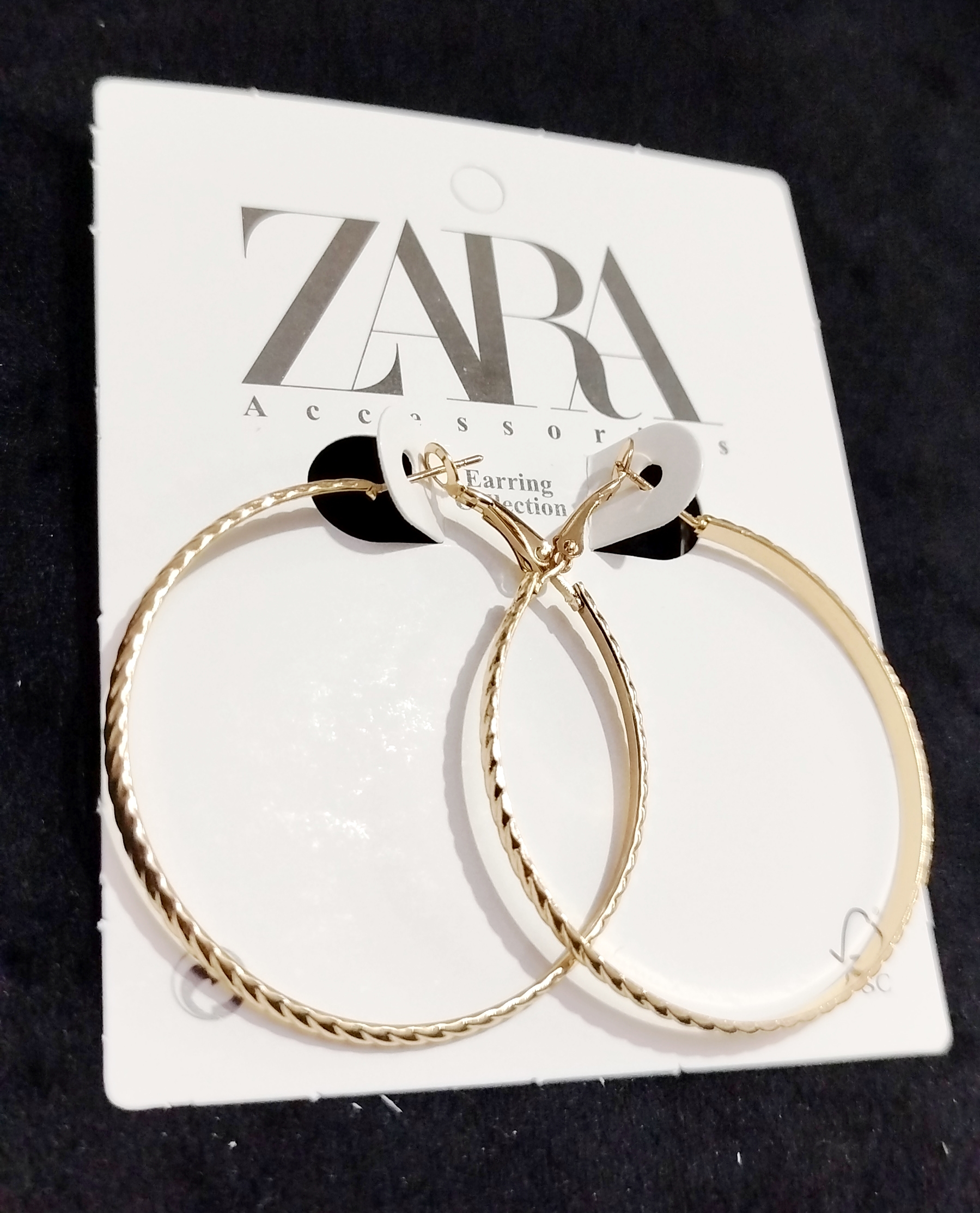 گوشواره حلقه ای بزرگ عریض نقره ای و طلایی زارا ایتالیا قطر ۵ سانت Zara accessories