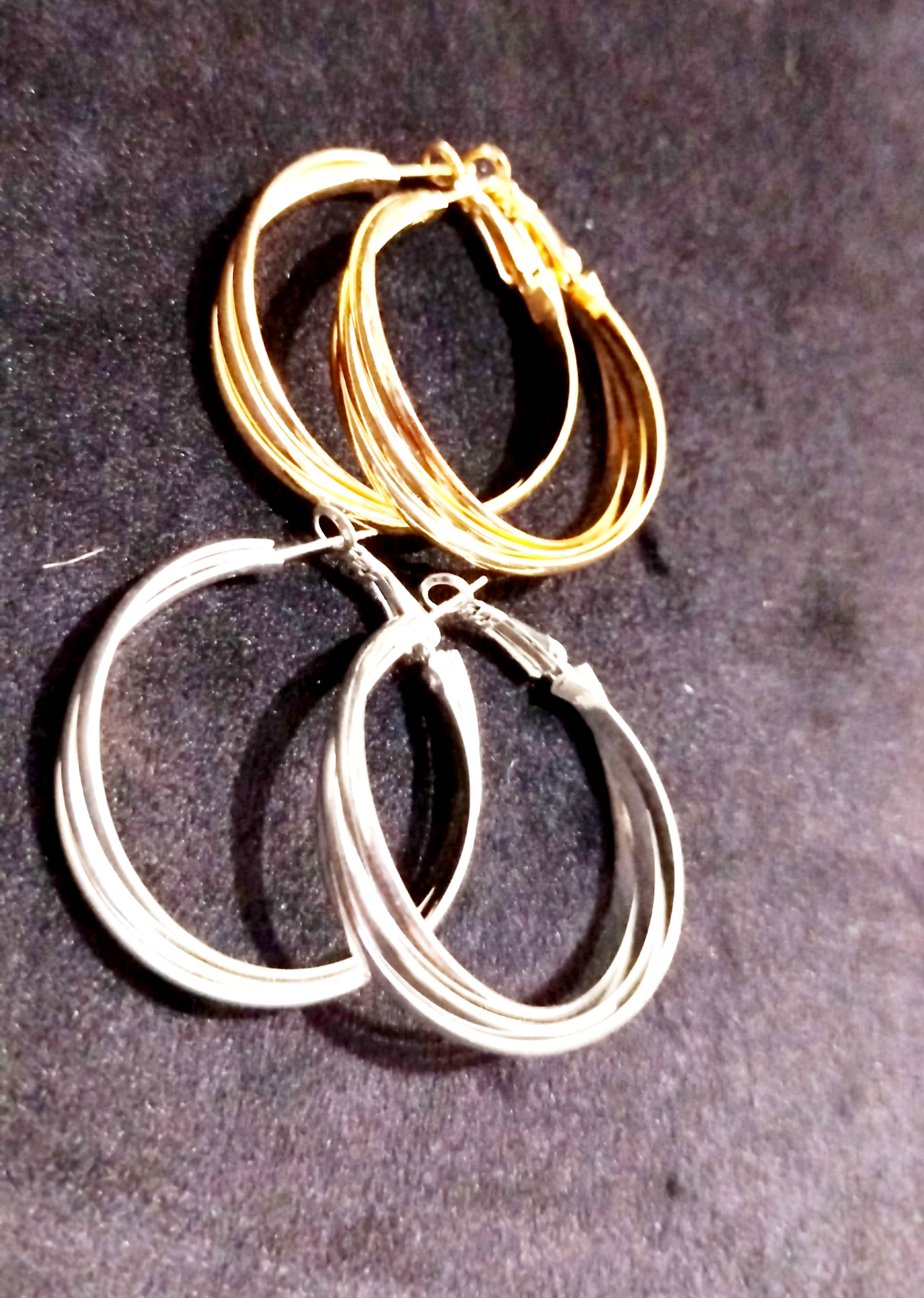 گوشواره سه لاین گره خورده سایز بزرگ قطر ۴ سانت استیل رنگ ثابت ضد حساسیت و آلرژی Zara accessories