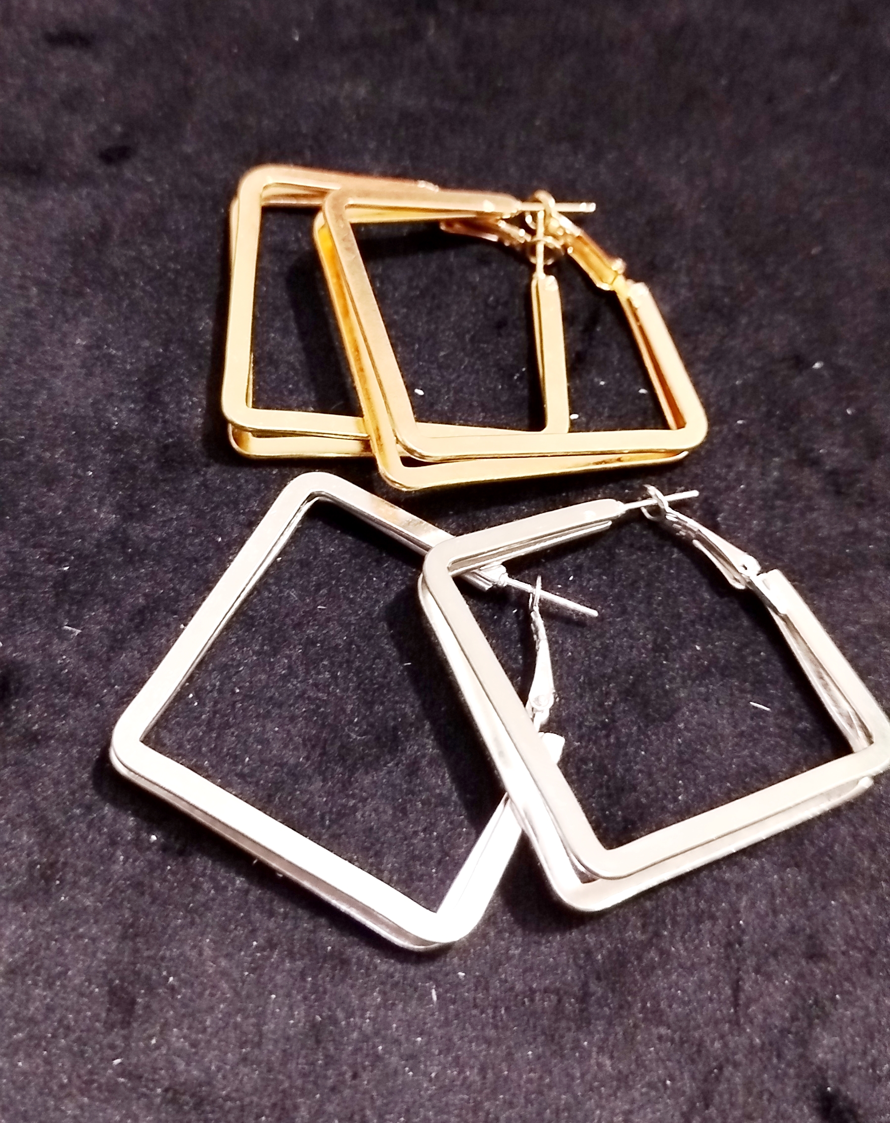 گوشواره سه بعدی مربعی دولاین سایز بزرگ استیل ضد حساسیت درشت Zara accessories