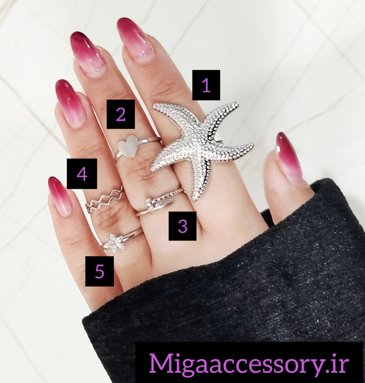 انگشتر ستاره دریایی فشن نقرهای/ قلب مینیمال/ میخ ترند /نگین ستاره پینترستی استیل اروپایی Zara accessories